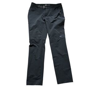 REI Hiking Cargo Pants Womens Size 12 Belt Dark Gray Black Camping Trails Walk